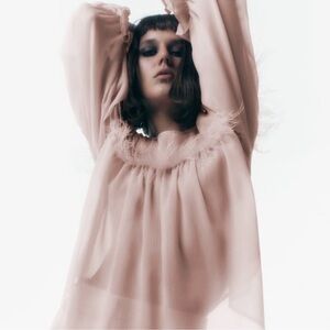 Zara Soft Pink Feathered Blouse